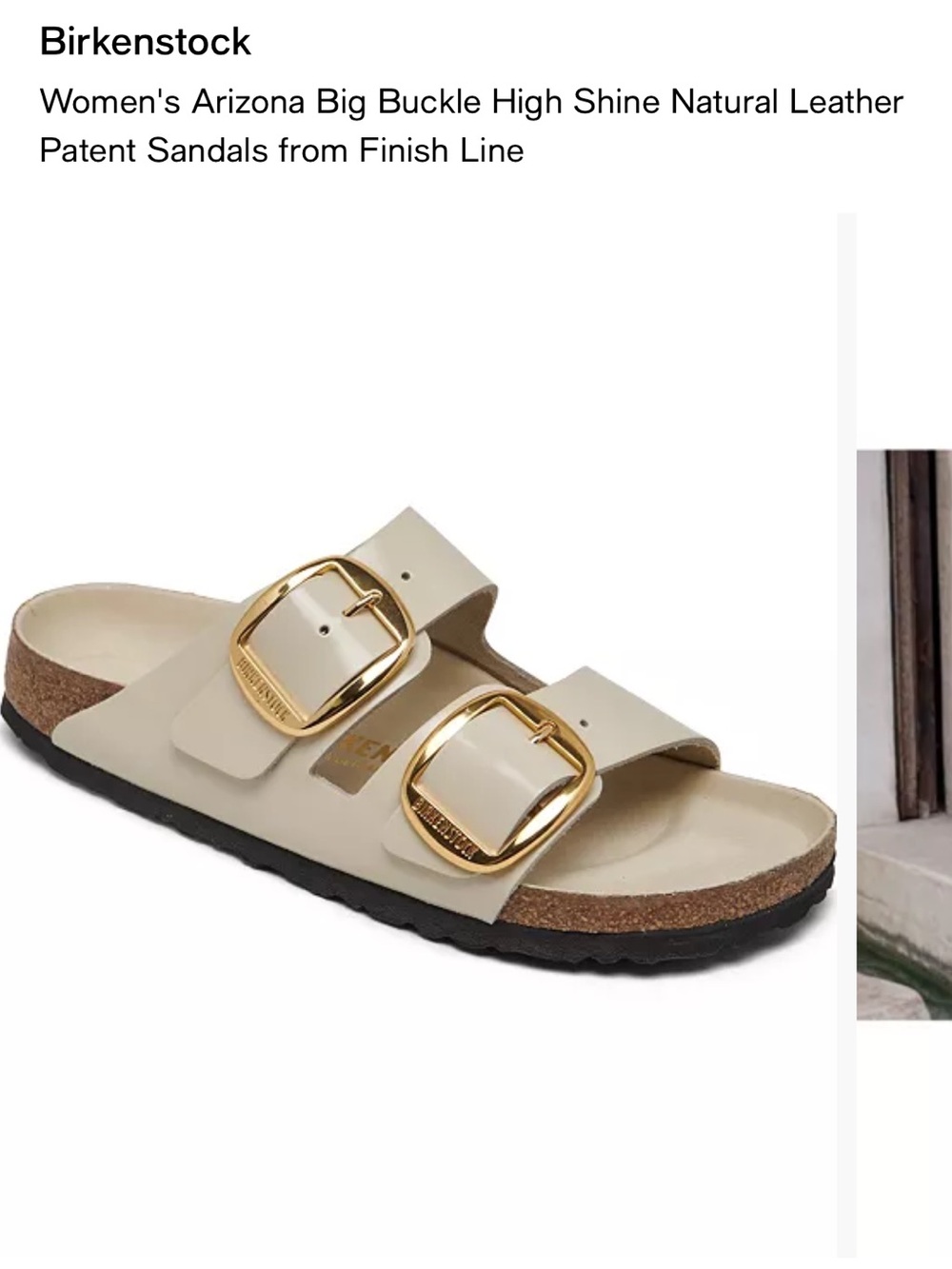 Birkenstock Arizona Big Buckle Two strap Sandals High Shine Ecru Size EU 40 - Picture 14 of 14